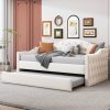 Twin Size Tufted Upholstered Daybed with Trundle