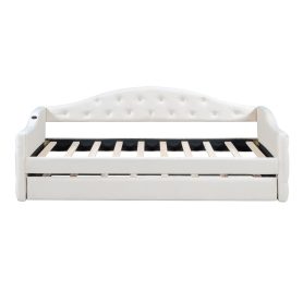 Twin Size Tufted Upholstered Daybed with Trundle