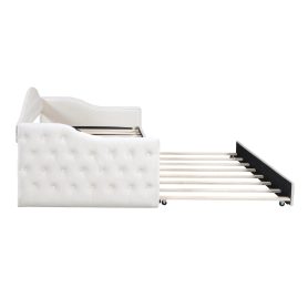 Twin Size Tufted Upholstered Daybed with Trundle