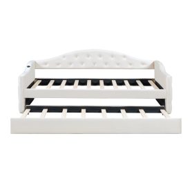 Twin Size Tufted Upholstered Daybed with Trundle