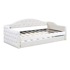 Twin Size Tufted Upholstered Daybed with Trundle