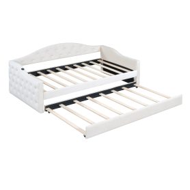 Twin Size Tufted Upholstered Daybed with Trundle