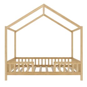 Twin Size Montessori Floor Bed With Canopy and High Railings