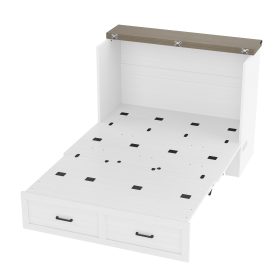 Full Size Murphy Bed With Charging Station, 1 Large Storage Drawer