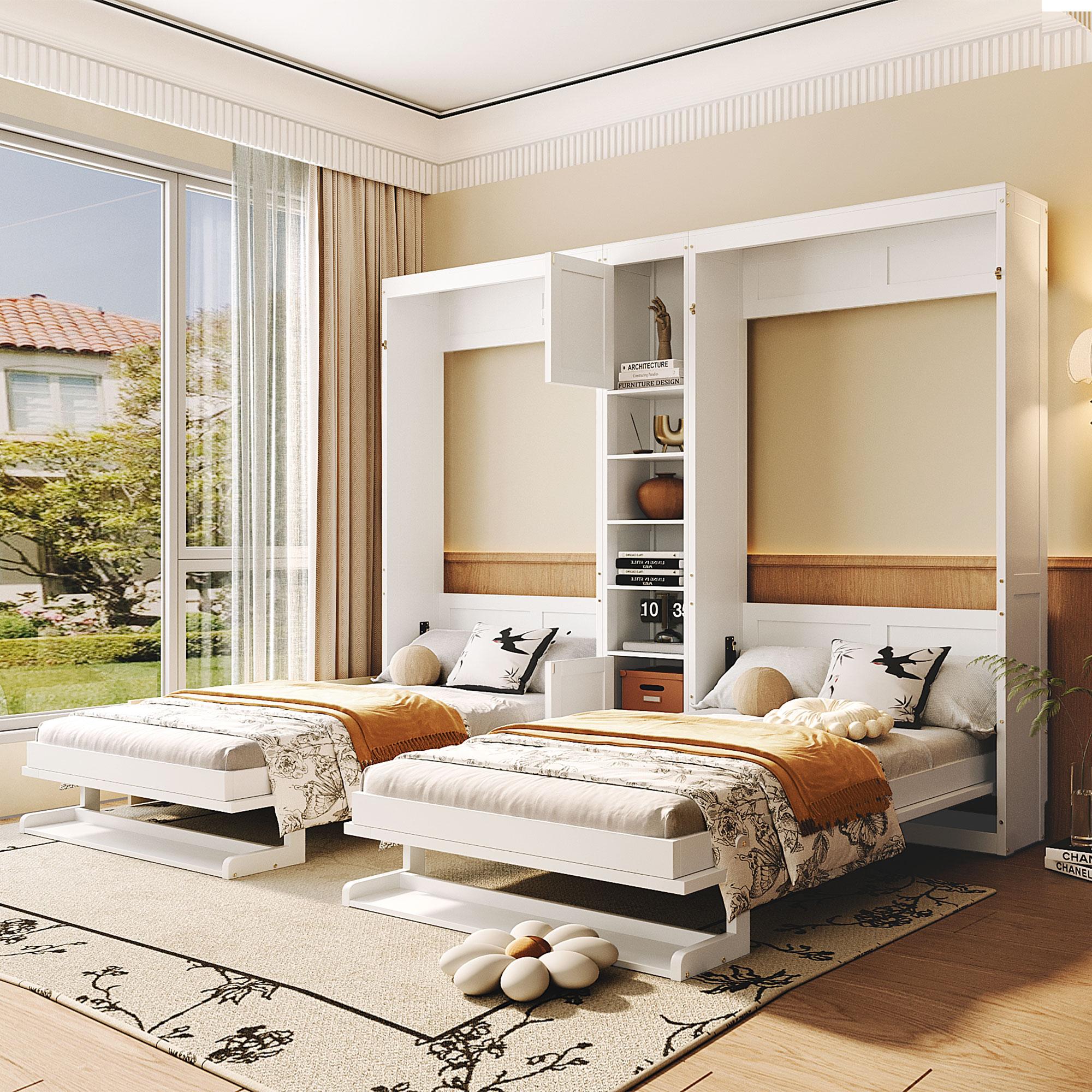 Assembly Instruction For N820S00058K 9 Dual Twin Size Wall Murphy Beds With Cabinets And Shelves