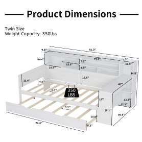 Multi-functional Bed with Twin Size Trundle Bed and Study Desk