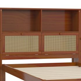 Twin Size Wooden Bed with Two Storage Lockers, Drawer, and Storage Shelf on Headboard 27 Twin Size Wooden Bed with Two Storage Lockers, Drawer, and Storage Shelf on Headboard