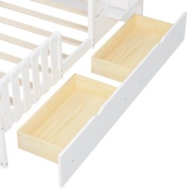 Twin Size House Bed With 2 Storage Drawers and Guardrails