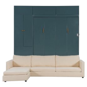 Queen Size Murphy Bed Wall Bed with Sofa and Shelves