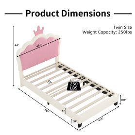 Twin Size Upholstered Princess Bed With Crown Headboard 23 Twin Size Upholstered Princess Bed With Crown Headboard