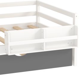 Twin Size Wood Platform Bed With Sample Bookshelf And Movable Wardrobe, Built-in Trundle Bed