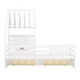 Twin Size House Bed With 2 Storage Drawers and Guardrails