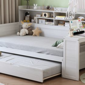 Multi-functional Bed with Twin Size Trundle Bed and Study Desk