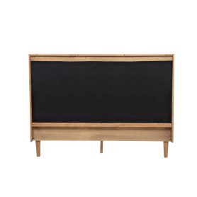 Queen Size Wood Bed with Piano Key Style Upholstered Headboard 31 Queen Size Wood Bed with Piano Key Style Upholstered Headboard