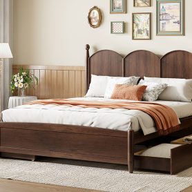 Queen Size Platform Bed With with 2 Big Drawers, Twin XL Size Trundle