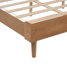 King Size Wood Bed with Piano Key Style Upholstered Headboard