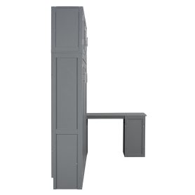 Queen Size Wall Murphy Bed With Desk And Storage Shelves And Big Cabinets