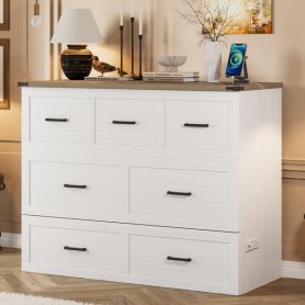 Full Size Murphy Bed With Charging Station, 1 Large Storage Drawer