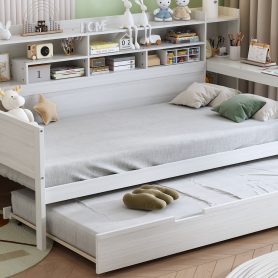 Multi-functional Bed with Twin Size Trundle Bed and Study Desk