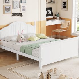 Wood Full Size Platform Bed with Headboard and Footboard