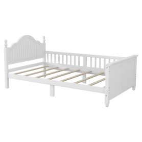 Wood Twin Platform Bed with Headboard and Footboard