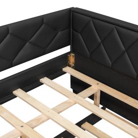 Full XL Size Upholstered Daybed with Trundle and LED