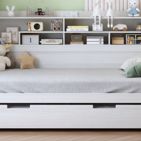Multi-functional Bed with Twin Size Trundle Bed and Study Desk
