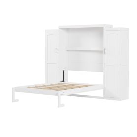 Full Size Murphy Bed with 2 Wardrobe and Storage Shelf