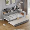 Wooden Twin Size Daybed With Storage Shelves, Twin Size Trundle Bed and  Study Desk