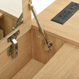 Full Size Wooden Platform Bed With 6 Drawers, Shelves And Dressing Table