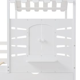 Twin Size House Bed With 2 Storage Drawers and Guardrails