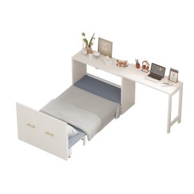 Twin Size Murphy Cabinet Bed With Adjustable Position Desk