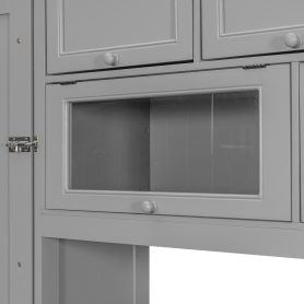 Twin Size Wooden Murphy Bed with TV Stand, 2 Drawers, Shelves, and Cabinets