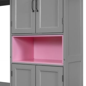 Twin Size Wooden Murphy Bed with TV Stand, 2 Drawers, Shelves, and Cabinets