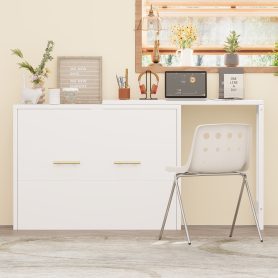 Twin Size Murphy Cabinet Bed With Adjustable Position Desk