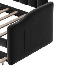 Twin Size Upholstered Daybed With Trundle , USB Charging Ports