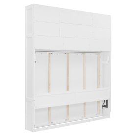 Queen Size Wall Murphy Bed With Ample Storage Space And Diamond Stripes