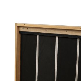 King Size Wood Bed with Piano Key Style Upholstered Headboard