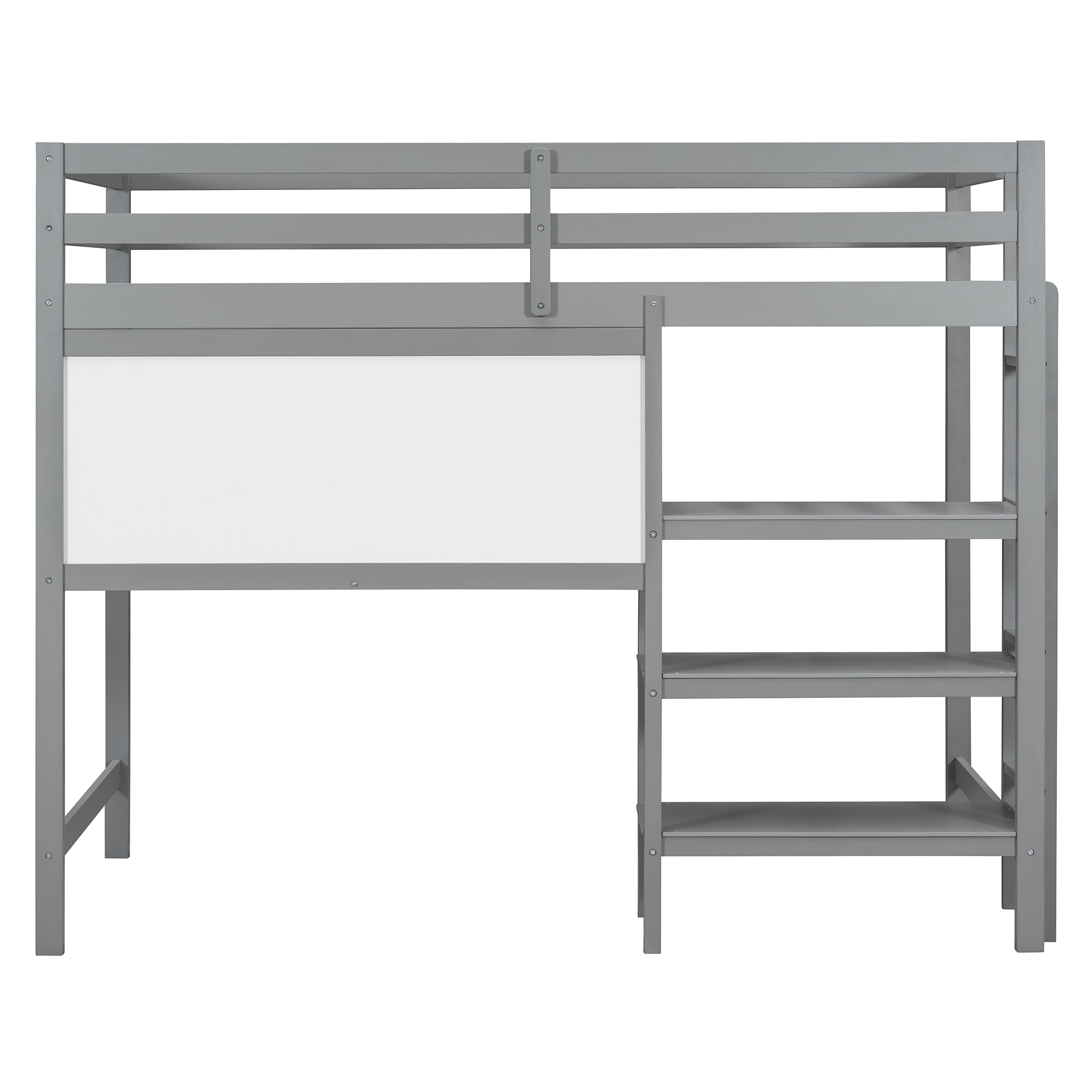 Twin Size Wooden Loft Bed with Shelves, Desk and Writing Board