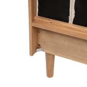 Queen Size Wood Bed with Piano Key Style Upholstered Headboard 30 Queen Size Wood Bed with Piano Key Style Upholstered Headboard