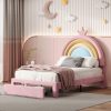 Twin Size Upholstered Rainbow Design Bed