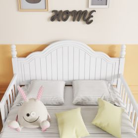 Wood Twin Platform Bed with Headboard and Footboard