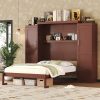 Wooden Full Wall Bed With 2 Wardrobe And Storage Shelf