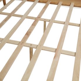 King Size Wood Bed with Piano Key Style Upholstered Headboard