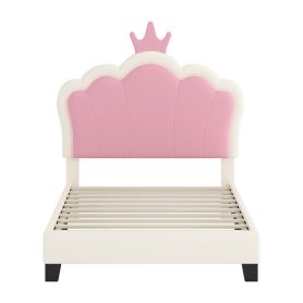 Twin Size Upholstered Princess Bed With Crown Headboard 18 Twin Size Upholstered Princess Bed With Crown Headboard