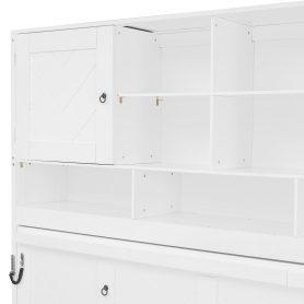 Queen Size Wall Murphy Bed With Ample Storage Space And Chevron Stripes