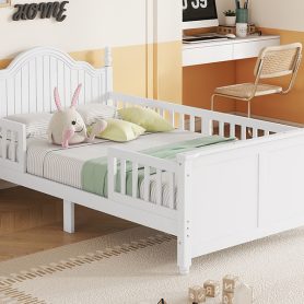 Wood Twin Platform Bed with Headboard and Footboard