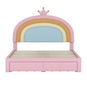 Full Size Upholstered Rainbow Design Bed