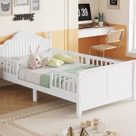 Wood Twin Platform Bed with Headboard and Footboard