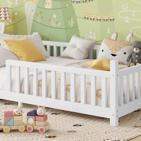 Low Floor Full House Bed With Light, Fence And Roof